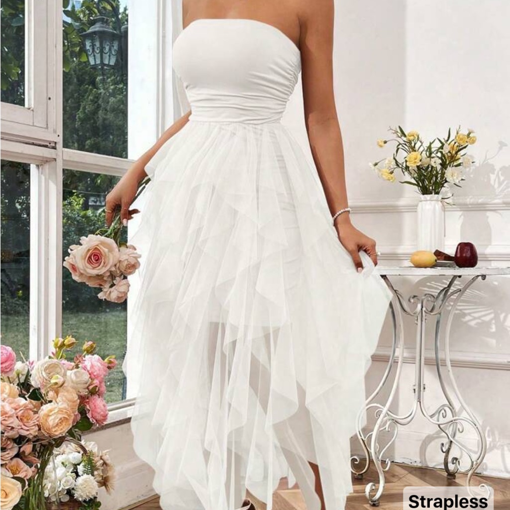 Elegant White Strapless Dress Wedding